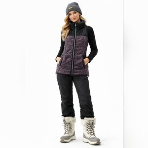 Mondetta Women's Medium Black and Purple Quilted Puffer Vest Outerwear Gorpcore